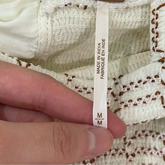 FREE PEOPLE Easy to Love Smocked Trim Mini Dress in Ivory Size M - Picture 10 of 11